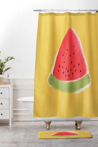 Joy Laforme Watermelon Fun Shower Curtain And Mat
