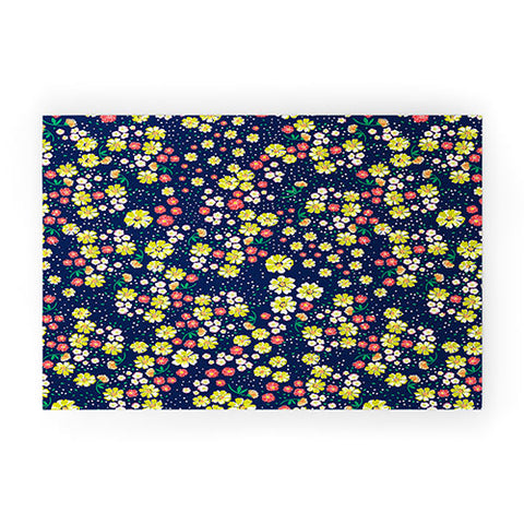 Joy Laforme Wild Floral Ditsy In Navy Welcome Mat