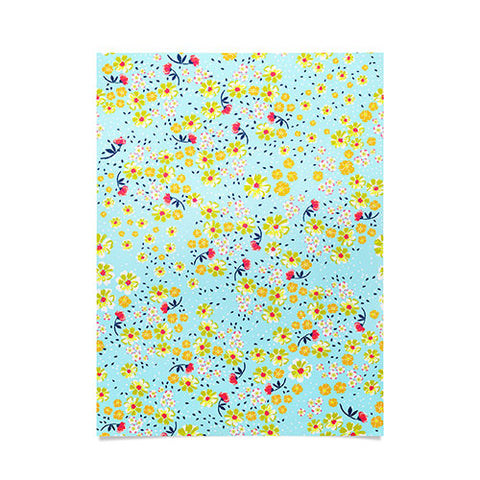 Joy Laforme Wild Floral Ditsy In Pale Blue Poster
