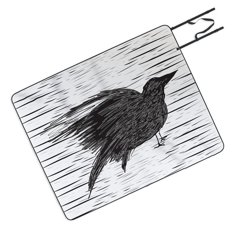 Julia Da Rocha Black Bird Picnic Blanket