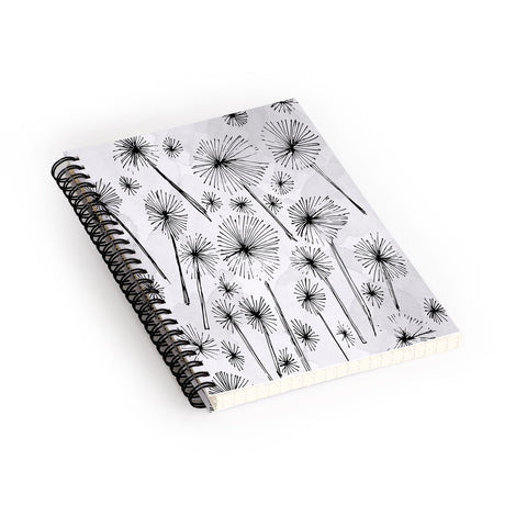 Julia Da Rocha Black Dandelion Spiral Notebook