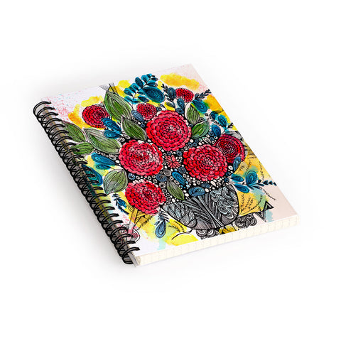 Julia Da Rocha Bouquet Of Flowers Peonies Spiral Notebook