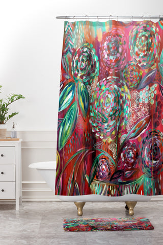Julia Da Rocha Crazy Bloom Shower Curtain And Mat