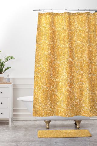 Julia Da Rocha Dahlias Yellow Shower Curtain And Mat