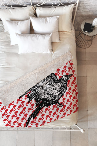 Julia Da Rocha Dotted Raven Fleece Throw Blanket