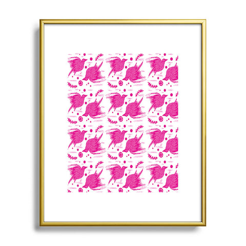 Julia Da Rocha Florida Pink Birds Metal Framed Art Print