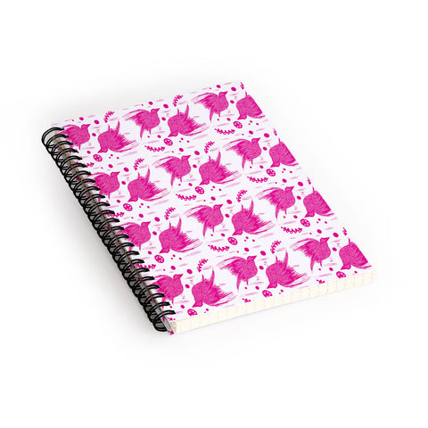 Julia Da Rocha Florida Pink Birds Spiral Notebook
