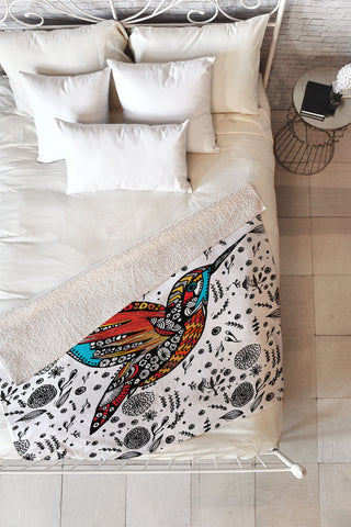 Julia Da Rocha Humming Bird In Paradise Fleece Throw Blanket