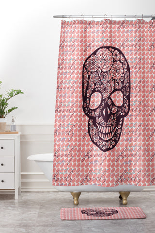 Julia Da Rocha Lovely Skull Shower Curtain And Mat