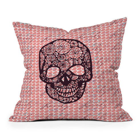 Julia Da Rocha Lovely Skull Throw Pillow