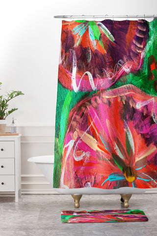 Julia Da Rocha Peony Bloom Shower Curtain And Mat