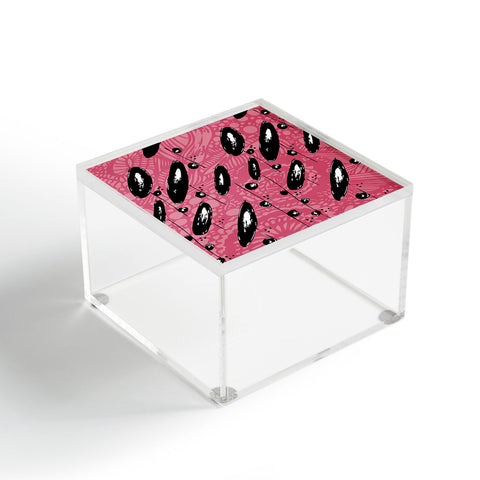 Julia Da Rocha Pink Funky Flowers 3 Acrylic Box