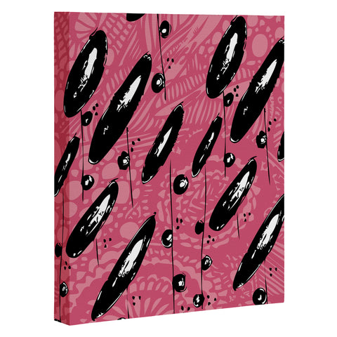 Julia Da Rocha Pink Funky Flowers 3 Art Canvas
