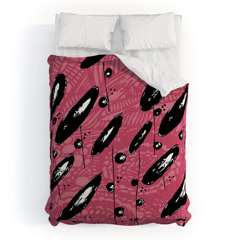 Julia Da Rocha Pink Funky Flowers 3 Comforter