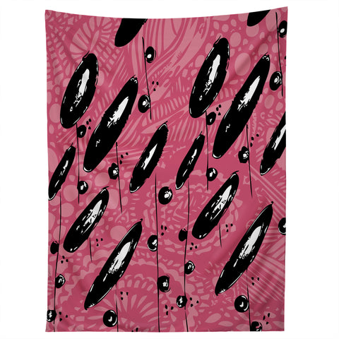 Julia Da Rocha Pink Funky Flowers 3 Tapestry
