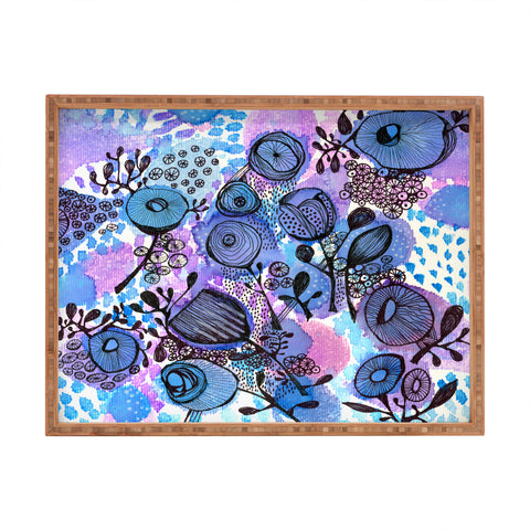 Julia Da Rocha Purple Flowers Bloom Rectangular Tray