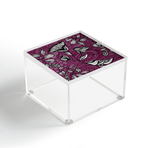 Julia Da Rocha Purple Funky Flowers Acrylic Box