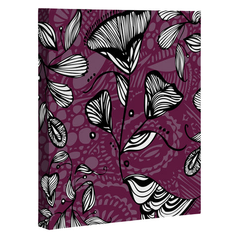 Julia Da Rocha Purple Funky Flowers Art Canvas