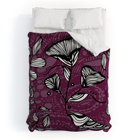 Julia Da Rocha Purple Funky Flowers Comforter