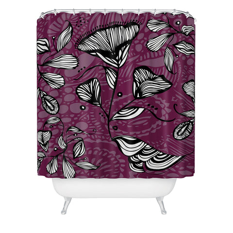 Julia Da Rocha Purple Funky Flowers Shower Curtain