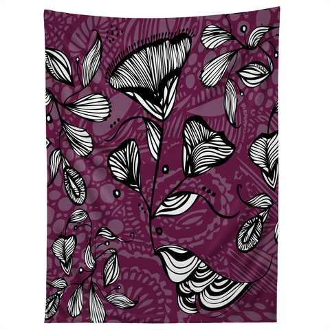 Julia Da Rocha Purple Funky Flowers Tapestry
