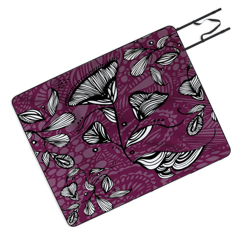 Julia Da Rocha Purple Funky Flowers Picnic Blanket