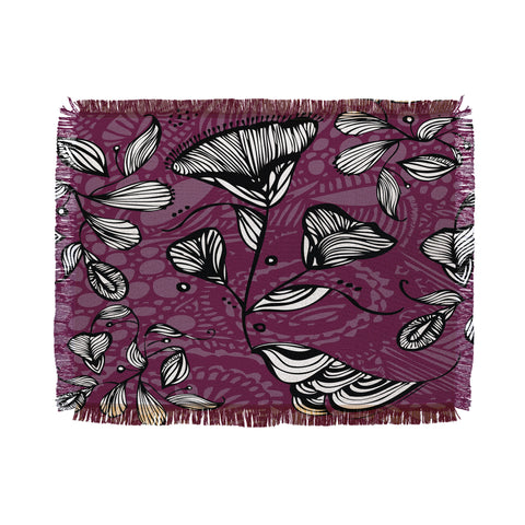 Julia Da Rocha Purple Funky Flowers Throw Blanket