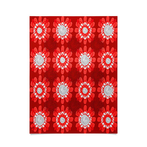 Julia Da Rocha Retro Red Flowers Poster