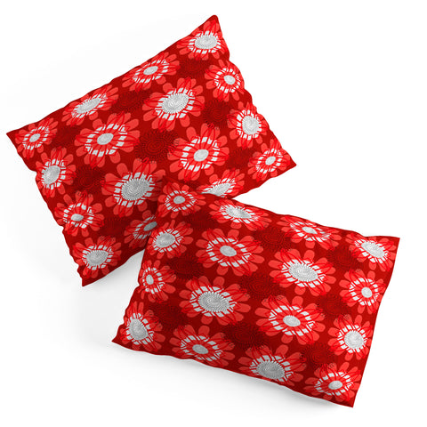 Julia Da Rocha Retro Red Flowers Pillow Shams