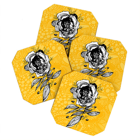 Julia Da Rocha Rose Funky Flowers Coaster Set