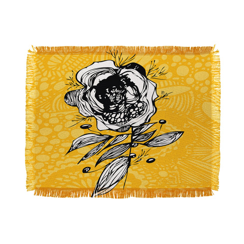 Julia Da Rocha Rose Funky Flowers Throw Blanket