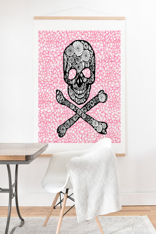 Julia Da Rocha Skull N Roses Art Print And Hanger