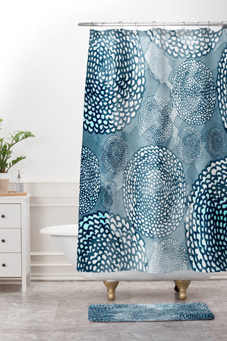 Julia Da Rocha Watercolor Azul Shower Curtain And Mat