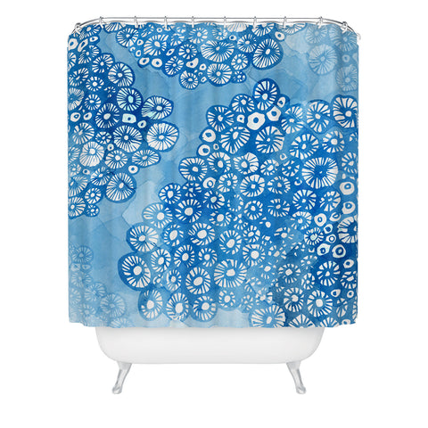 Julia Da Rocha Watercolor Bleu Shower Curtain