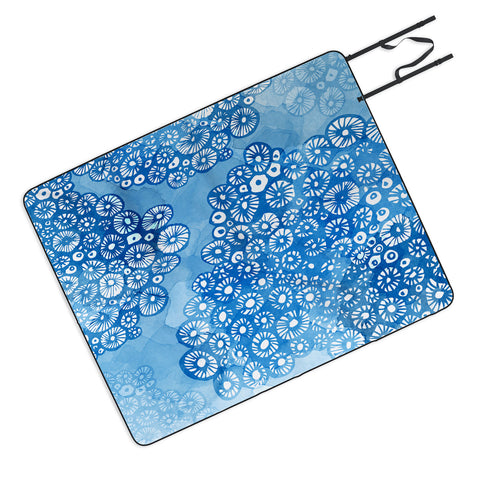 Julia Da Rocha Watercolor Bleu Picnic Blanket