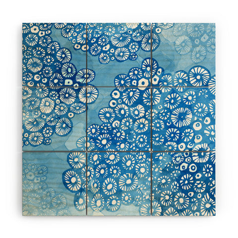 Julia Da Rocha Watercolor Bleu Wood Wall Mural