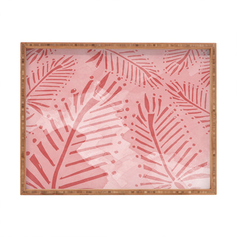 Julia Da Rocha Watercolor Palms Rectangular Tray