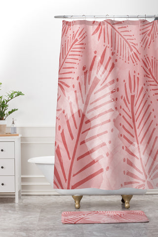 Julia Da Rocha Watercolor Palms Shower Curtain And Mat
