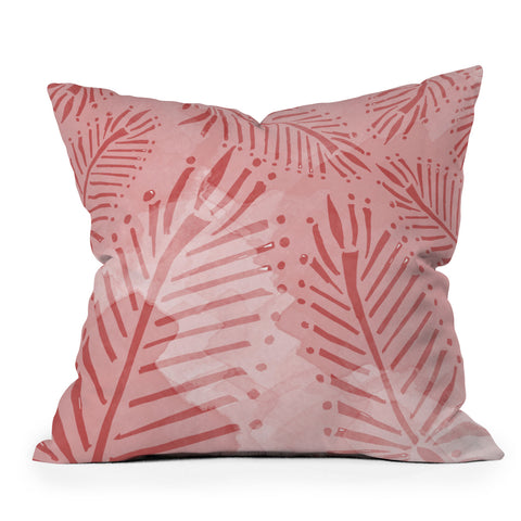 Julia Da Rocha Watercolor Palms Throw Pillow
