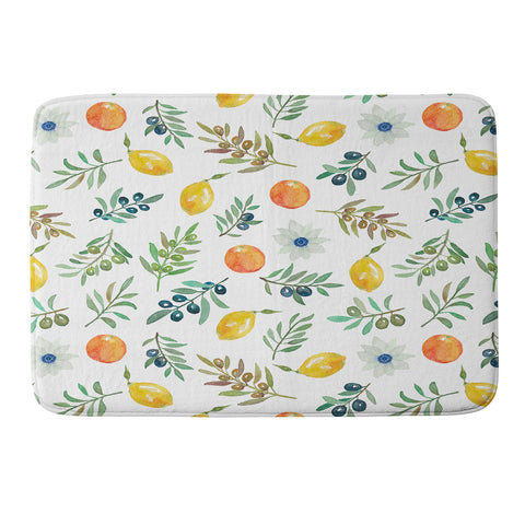 Julia Madoka Lemon Orange and Olive Mediterranean Memory Foam Bath Mat