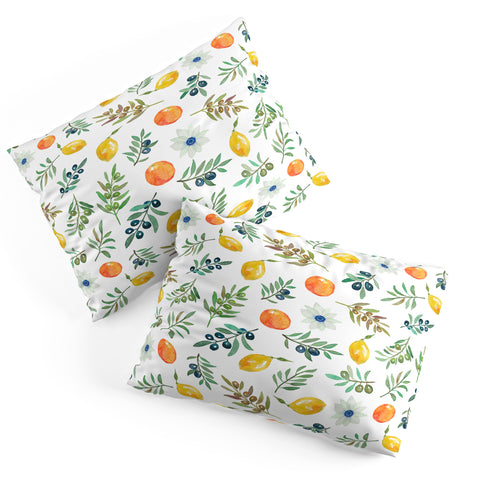 Julia Madoka Lemon Orange and Olive Mediterranean Pillow Shams