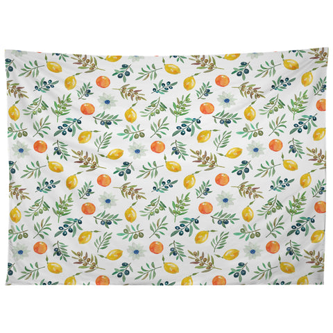 Julia Madoka Lemon Orange and Olive Mediterranean Tapestry