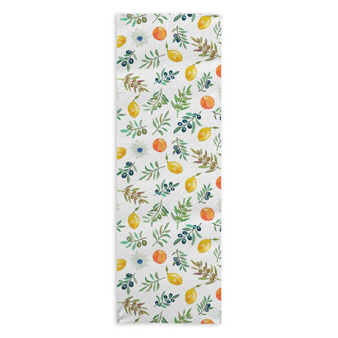 Julia Madoka Lemon Orange and Olive Mediterranean Yoga Towel