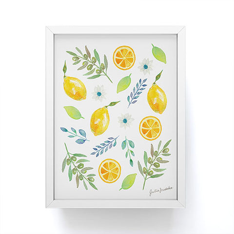 Julia Madoka Watercolor Lemons and Olives Framed Mini Art Print