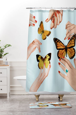 Julia Walck Social Butterflies Shower Curtain And Mat