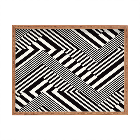 Juliana Curi Blackwhite Stripes Rectangular Tray