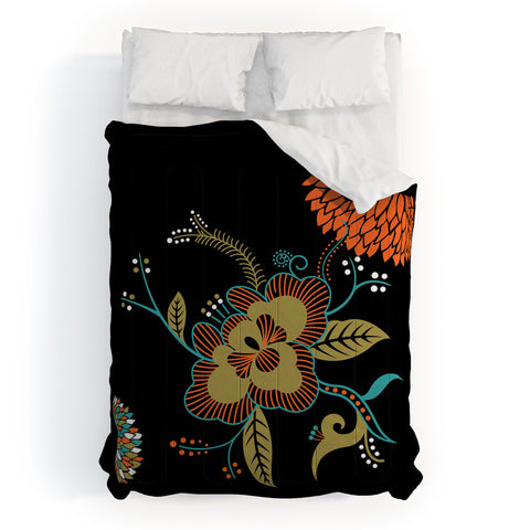 Juliana Curi Flower Black Comforter