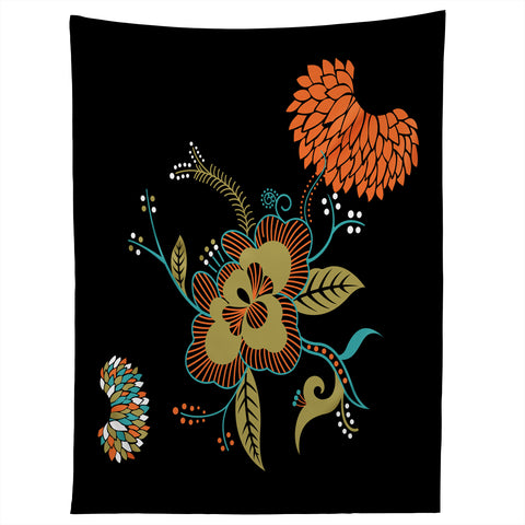 Juliana Curi Flower Black Tapestry