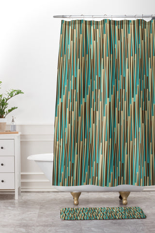 Juliana Curi Grass Modern Shower Curtain And Mat