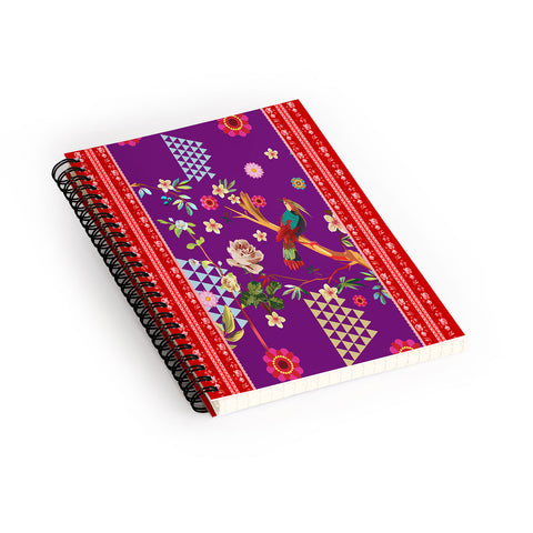 Juliana Curi Purple Oriental Bird Spiral Notebook